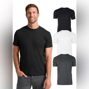 Bundle 3 Pack Men's Short Sleeve Crew Neck Tee - Black, White & Carbon